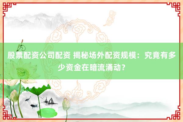 股票配资公司配资 揭秘场外配资规模：究竟有多少资金在暗流涌动？