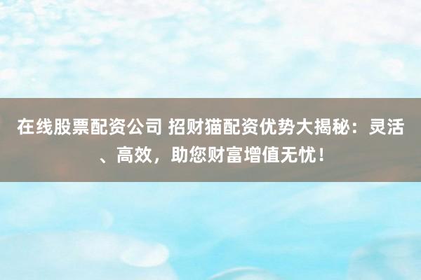 在线股票配资公司 招财猫配资优势大揭秘：灵活、高效，助您财富增值无忧！