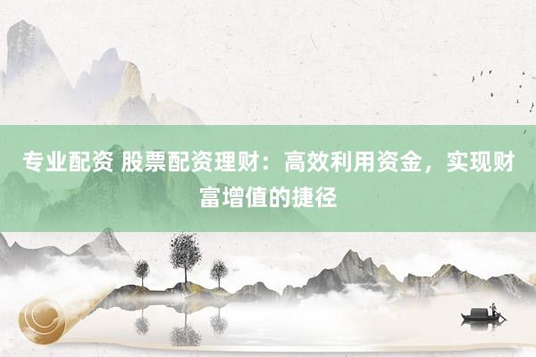专业配资 股票配资理财：高效利用资金，实现财富增值的捷径