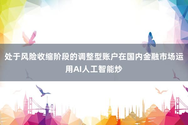 处于风险收缩阶段的调整型账户在国内金融市场运用AI人工智能炒