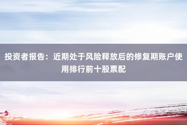 投资者报告：近期处于风险释放后的修复期账户使用排行前十股票配