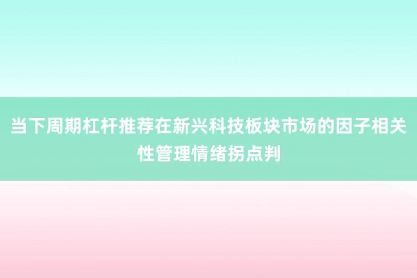 当下周期杠杆推荐在新兴科技板块市场的因子相关性管理情绪拐点判