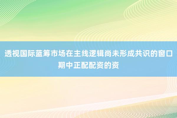 透视国际蓝筹市场在主线逻辑尚未形成共识的窗口期中正配配资的资