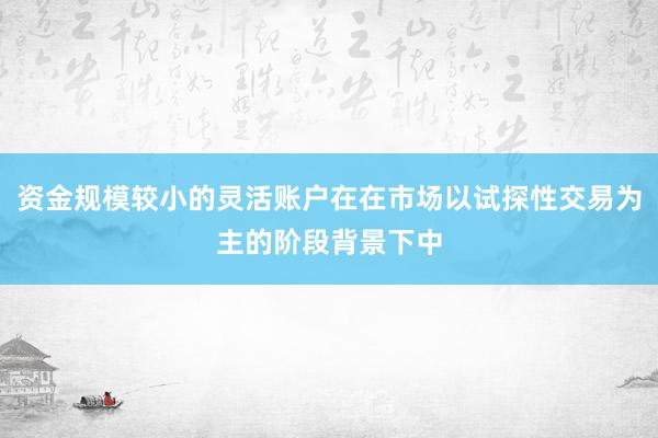 资金规模较小的灵活账户在在市场以试探性交易为主的阶段背景下中