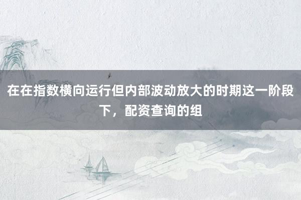 在在指数横向运行但内部波动放大的时期这一阶段下，配资查询的组