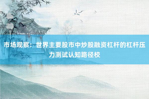 市场观察：世界主要股市中炒股融资杠杆的杠杆压力测试认知路径校