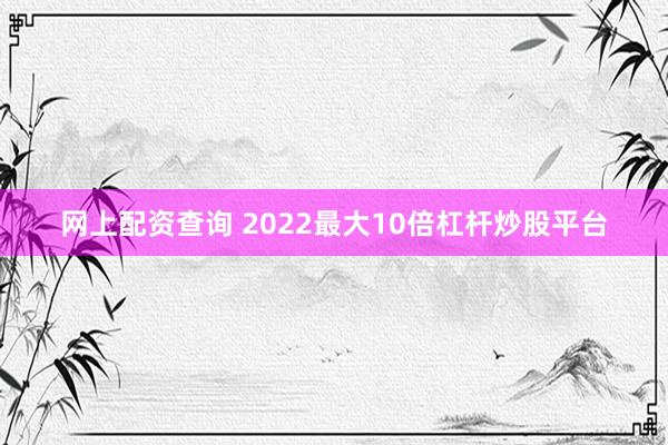 网上配资查询 2022最大10倍杠杆炒股平台