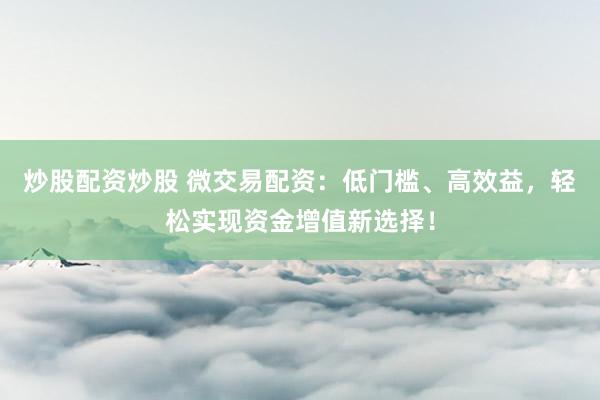 炒股配资炒股 微交易配资：低门槛、高效益，轻松实现资金增值新选择！
