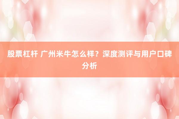 股票杠杆 广州米牛怎么样？深度测评与用户口碑分析