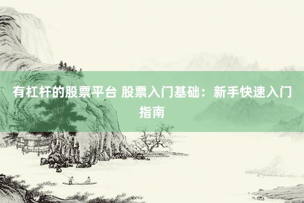 有杠杆的股票平台 股票入门基础:新手快速入门指南