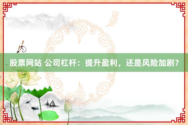 股票网站 公司杠杆：提升盈利，还是风险加剧？